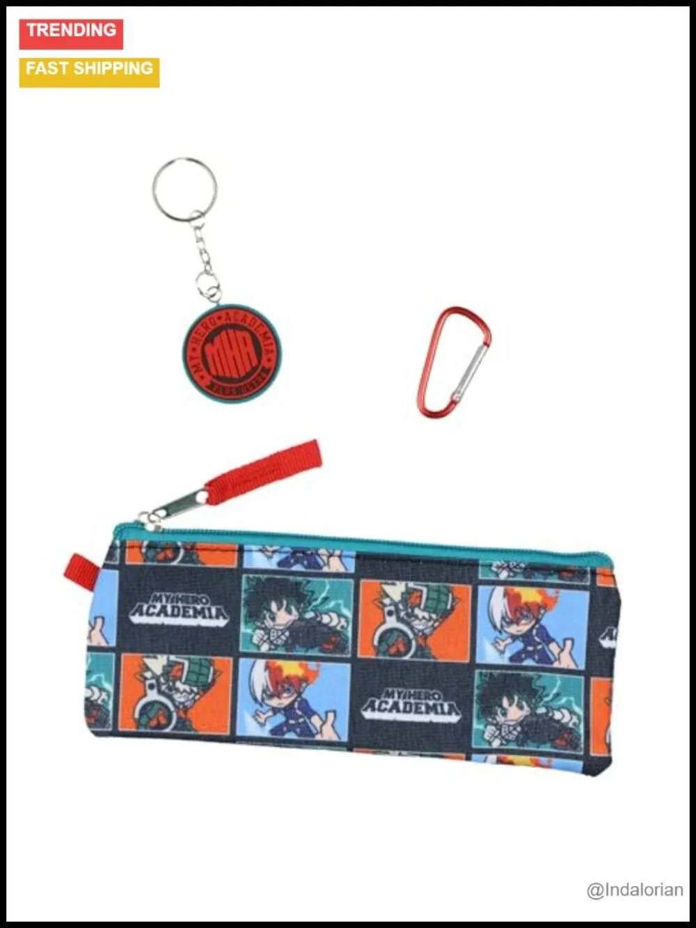 My Hero Academia Backpack Set Lunch Tote Pencil Case Keychain Carabiner 5 Piece